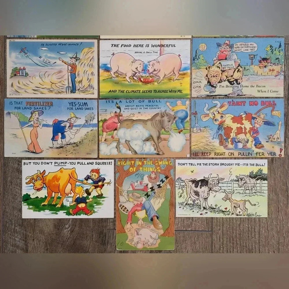 Lot of 18 Vintage Humorous Farm Themed Postcards - Picture 3 of 6